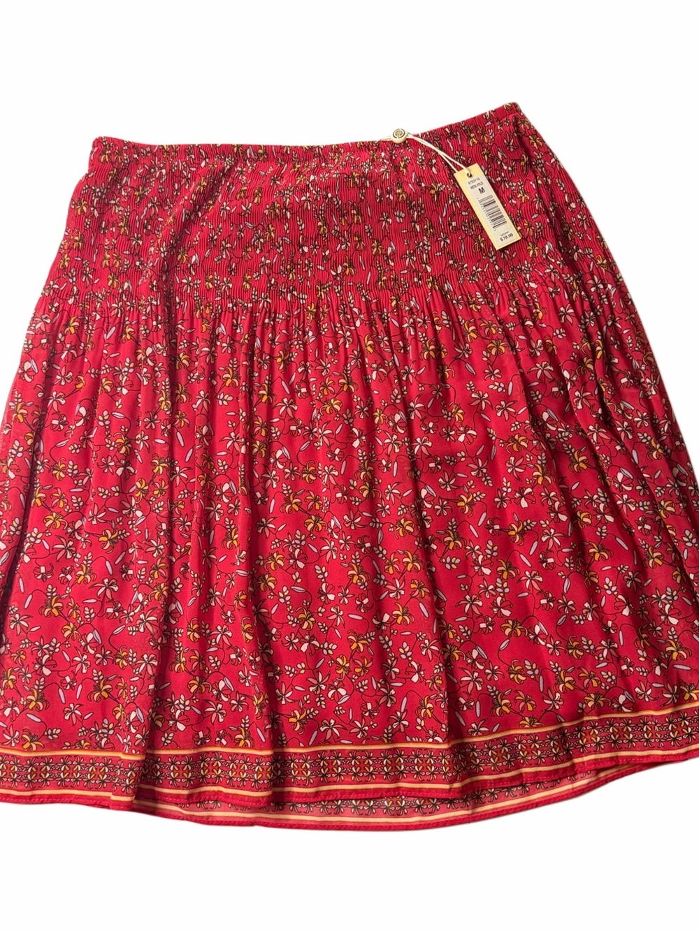 Max Studio Women’s Red Floral Boho Skirt Size M Elastic Waist Flowy Lined NWT